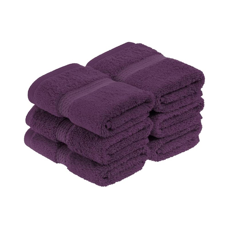 Superior Egyptian Cotton Pile Face TowelWashcloth Set of 6 Ultra Soft Luxury Towels Thick Plush Essentials Absorbent Heavyweight Guest Bath Hotel Spa Home Bathroom Shower Basics Plum