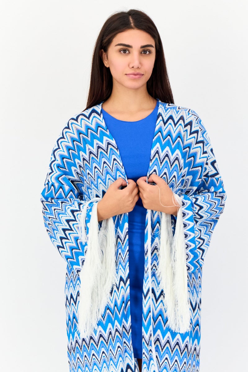KOTON Women Long Sleeve Cheveron Print Cardigan, Muliticolor  - Image 3