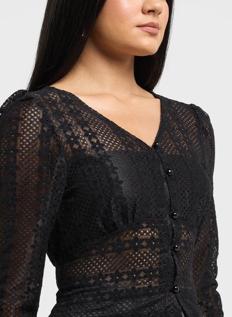 ELLA Sheer Button Down Top