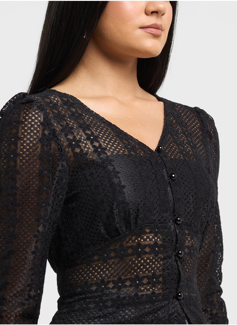 ELLA - Sheer Button Down Top - Image 1