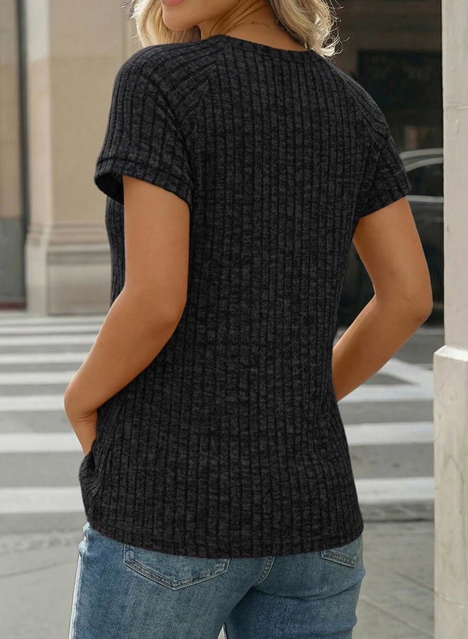 AUTOMET Women's Short Sleeve T Shirts Business Casual Blouses Dressy Work Tunic Tops 2026 Spring Sweaters Fashion Clothes, Black, L - Image 4
