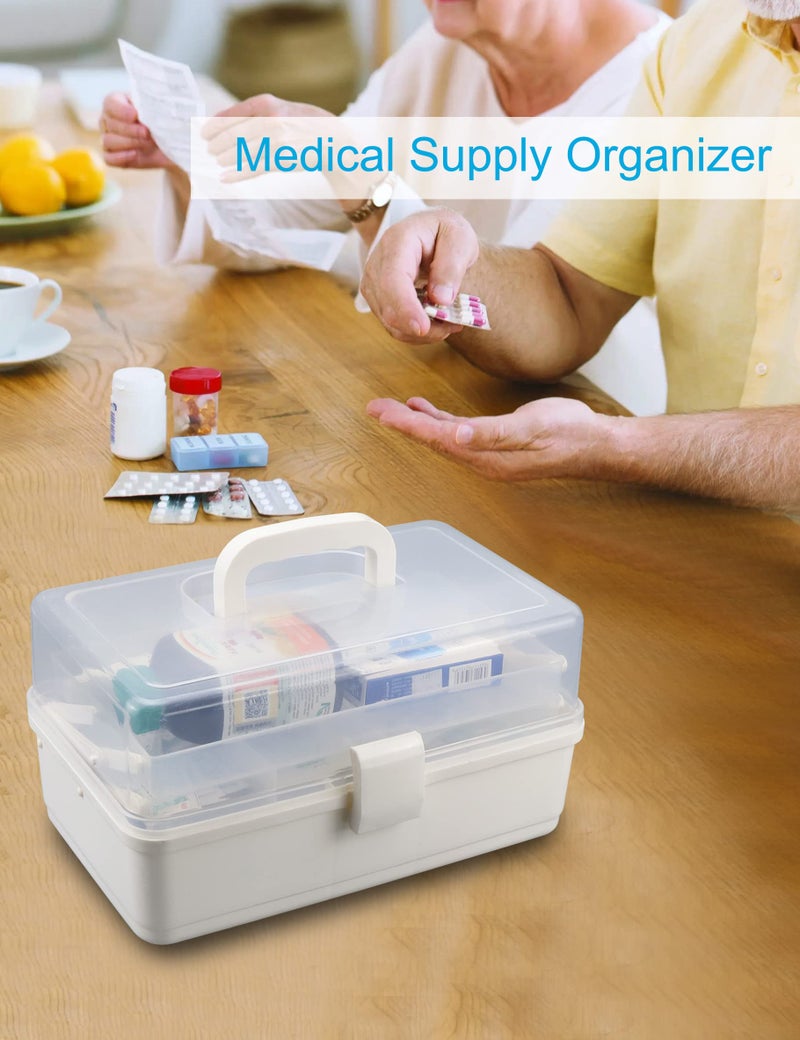 Facikono Craft Art Box Tackle Box Organizers, 3 Layer White Sewing Hair Supply Organization Boxes Medication Organizer Plastic Toolbox - Image 4