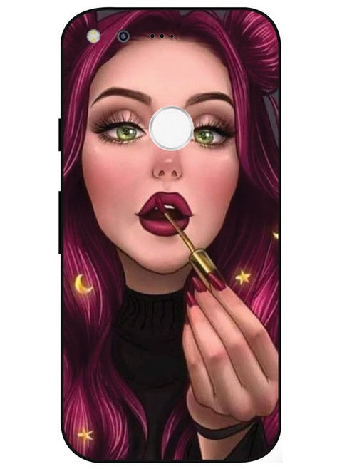 Protective Case Cover For Google Pixel XL Smart Series Printed Protective Case Cover for Google Pixel XL Girl Making Lipstick