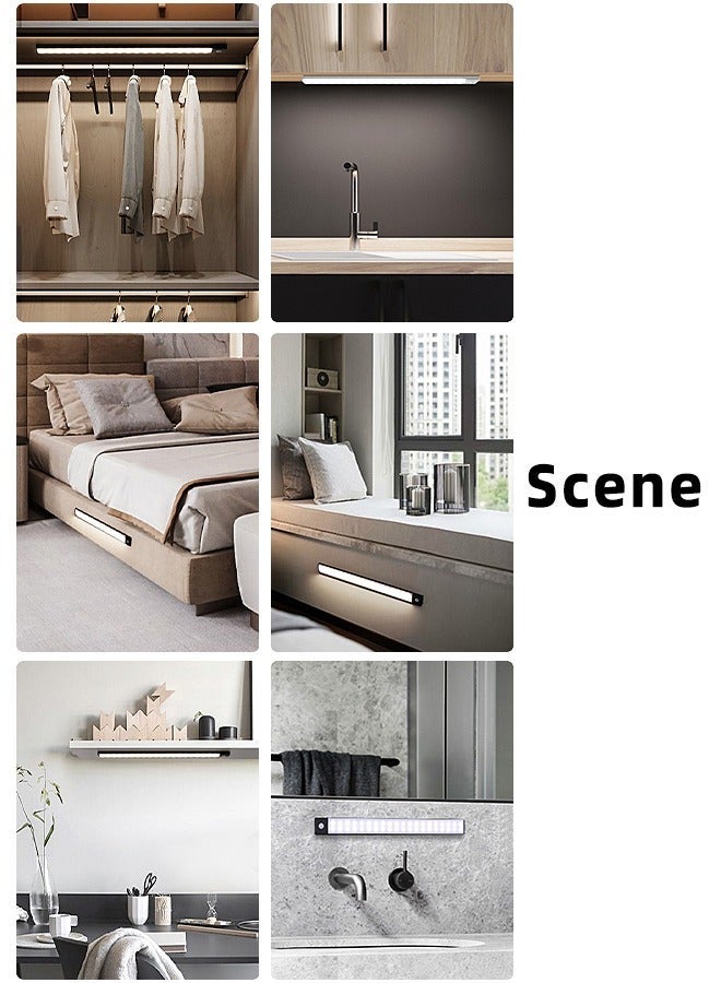 هومستر ضوء مستشعر الحركة - LED من سبائك الألومنيوم لاسلكي أسفل الخزانة أبيض، دافئ، طبيعي جسم الإنسان تركيب مغناطيسي ليلي قابل لإعادة الشحن للمطبخ والسلالم وغرفة النوم والدرج - Image 4