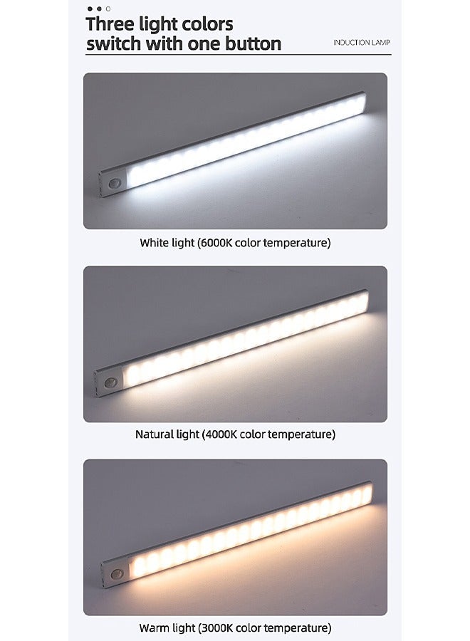 هومستر ضوء مستشعر الحركة - LED من سبائك الألومنيوم لاسلكي أسفل الخزانة أبيض، دافئ، طبيعي جسم الإنسان تركيب مغناطيسي ليلي قابل لإعادة الشحن للمطبخ والسلالم وغرفة النوم والدرج - Image 2
