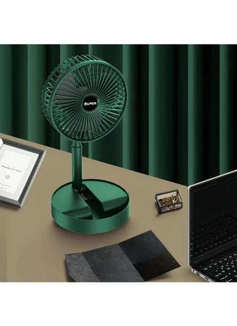 Powered Foldable Desk Fan – Compact Single-Speed Mini Fan for Home, Office & Travel – Quiet Cooling with Adjustable Angle – Portable & Rechargeable