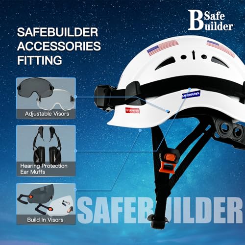 SAFEBUILDER Construction Safety Helmet with Headlight Hard Hat Headlamp Adjustable Ventilation Hardhats Work Head Protection Certified ANSI/ISEA Z89.1 (White Hard Hats + B01 Head Light) - Image 5