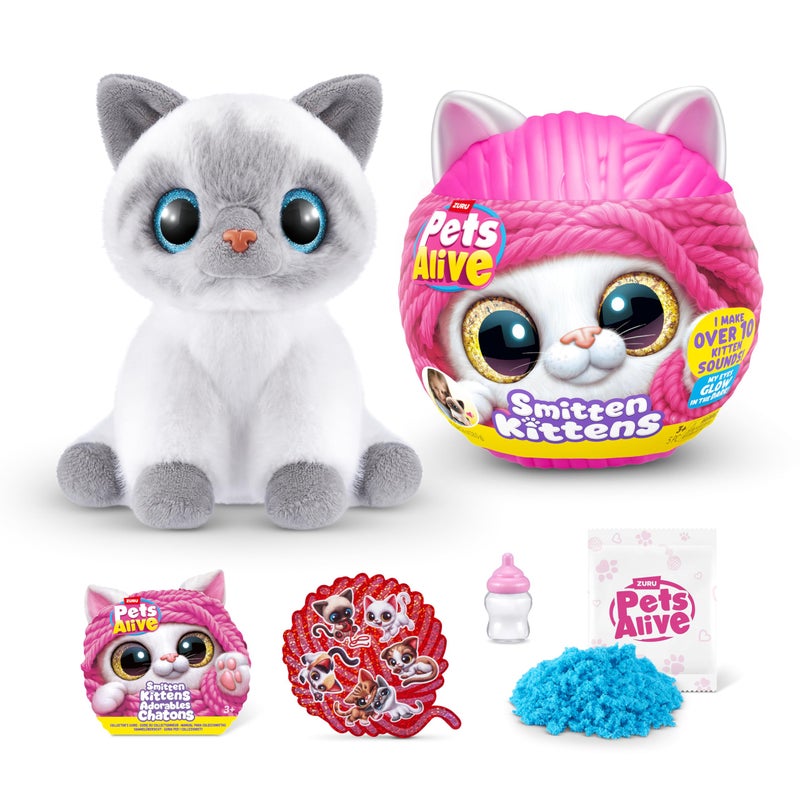 Pets Alive Smitten Kittens Surprise (Siamese Cat Mooloo) by ZURU Nurture Play Soft Toy Unboxing Adopt Interactive 10 Sounds - Image 1