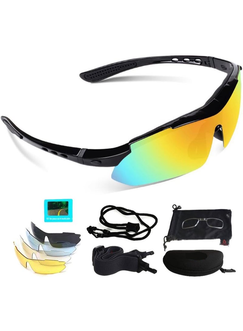 GUDOO نظارات شمسية رياضية للرجال والنساء UV400، مع 5 عدسات قابلة للتبديل، نظارات دراجات مناسبة للركوب، الصيد، الجري، القيادة، والغولف. - Image 1