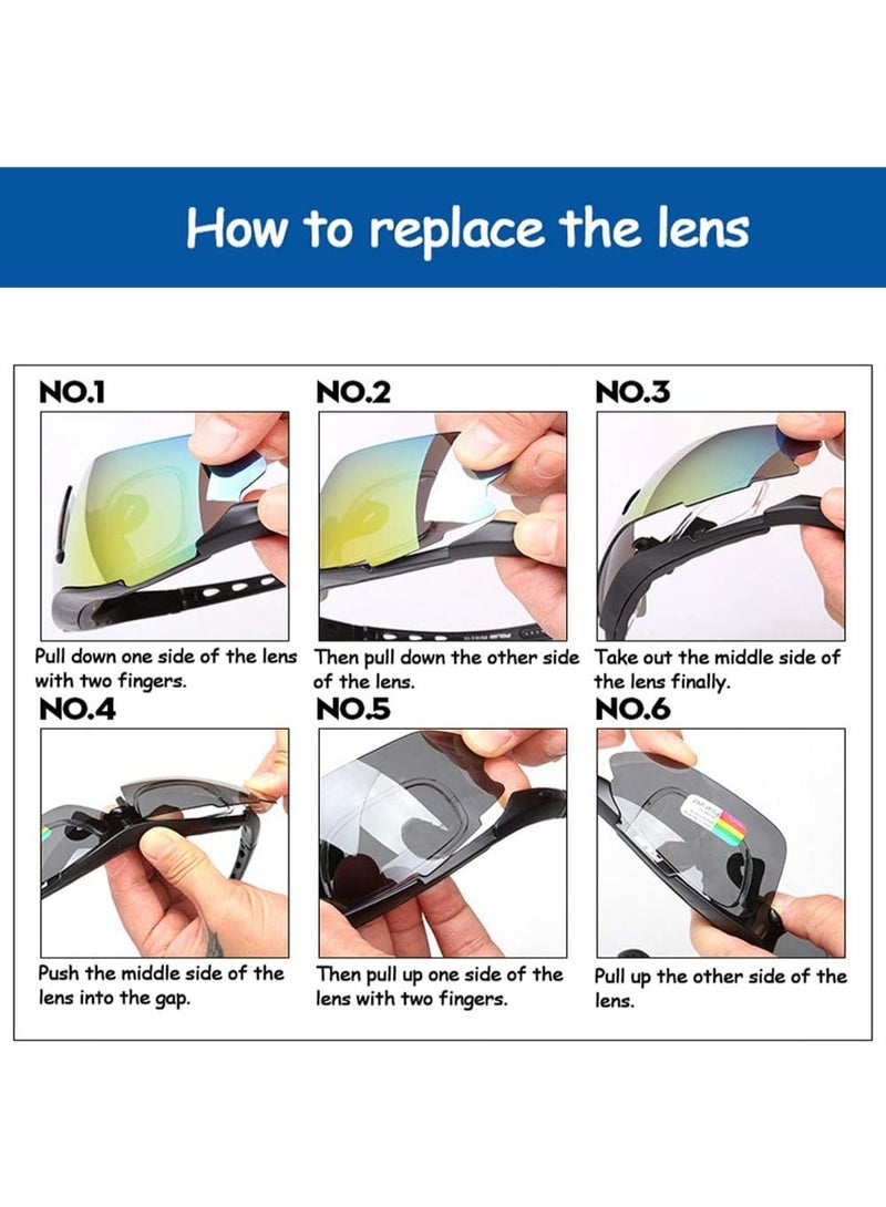GUDOO نظارات شمسية رياضية للرجال والنساء UV400، مع 5 عدسات قابلة للتبديل، نظارات دراجات مناسبة للركوب، الصيد، الجري، القيادة، والغولف. - Image 4