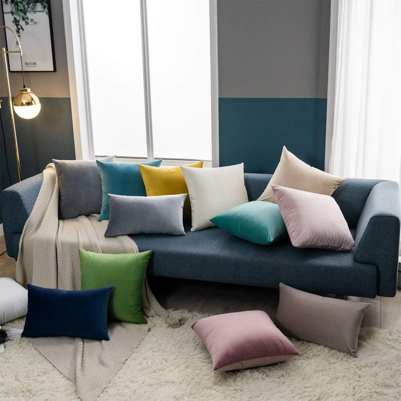 JUSPURBET Silver Gray Luxury Velvet Throw Pillow Covers 22x22 Set of 2 Decorative Soft Solid Cushion Cases for Couch Sofa Bed - Image 5