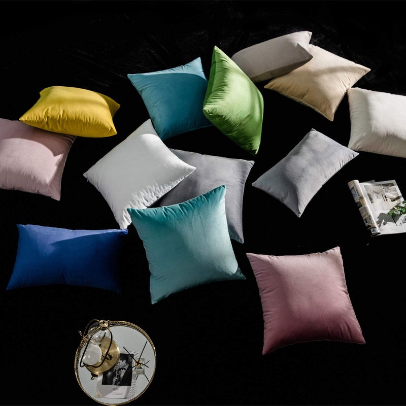 JUSPURBET Silver Gray Luxury Velvet Throw Pillow Covers 22x22 Set of 2 Decorative Soft Solid Cushion Cases for Couch Sofa Bed - Image 3
