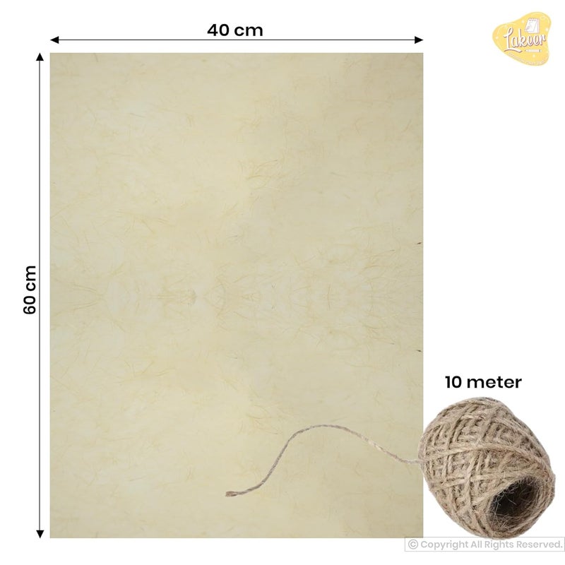 Lakeer Natural Fibre Gift Wrapping Paper-Pack of 10 Sheets, 60cm X 40cm, With Jute Rope for Gift Wrapping, Flower Wrapping, Gift Cover (Eco-Friendly) - Image 2