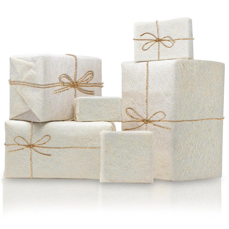 Lakeer Natural Fibre Gift Wrapping Paper-Pack of 10 Sheets, 60cm X 40cm, With Jute Rope for Gift Wrapping, Flower Wrapping, Gift Cover (Eco-Friendly) - Image 1