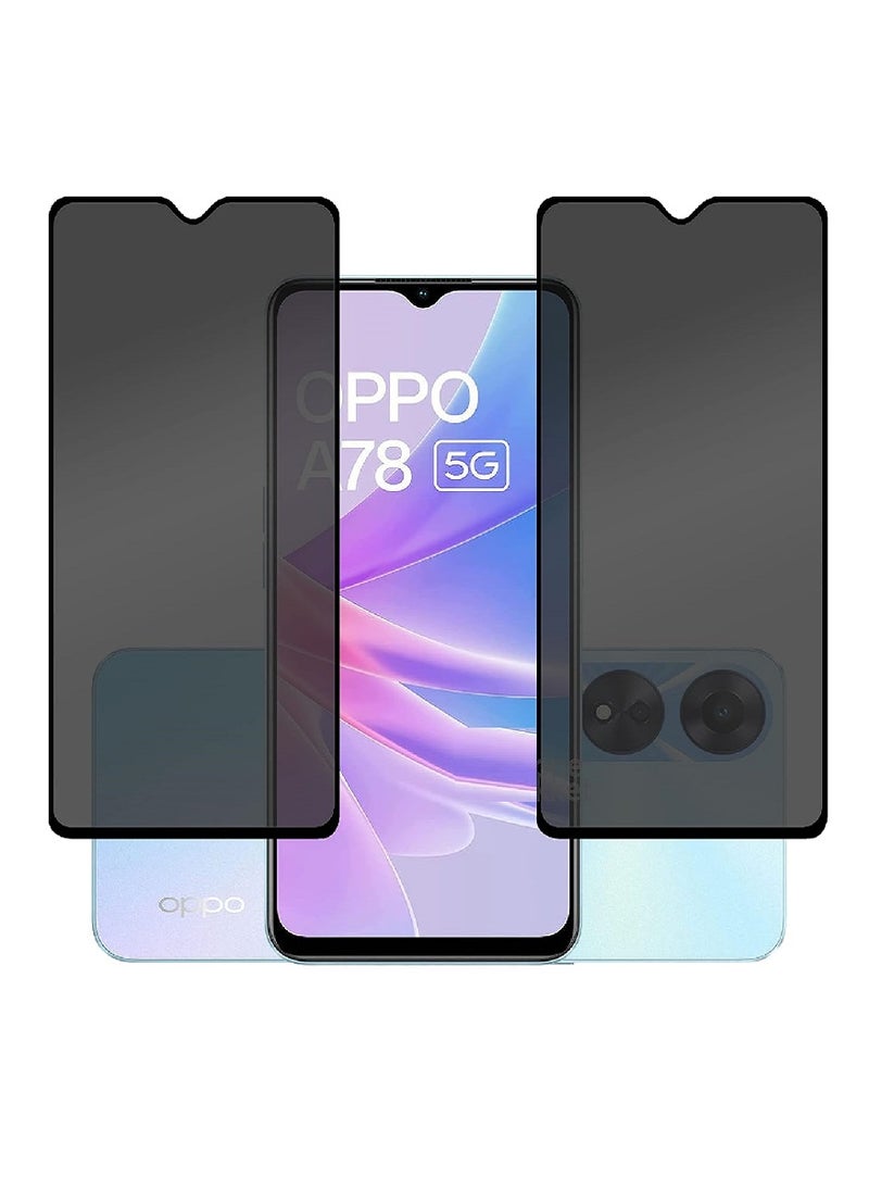 Super 2 Pieces Tempered Glass Screen Protector Anti-Spy Privacy  Designed For Oppo A78 5G Full Screen Coverage And Bubble Free - Image 1