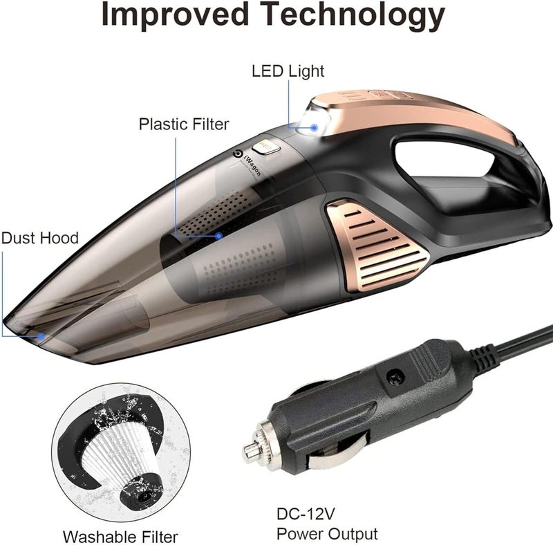iWagon i2008 Car Vacuum Cleaner 140 Watts 5000 PA Powerful Suction Vacuum Cleaner with Washable HEPA Filter, 3 Accessories,Compact,Light Weight & Easy to use (Black and Red) - Image 2