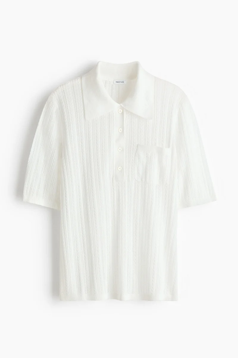 H&M Pointelle-knit polo shirt
