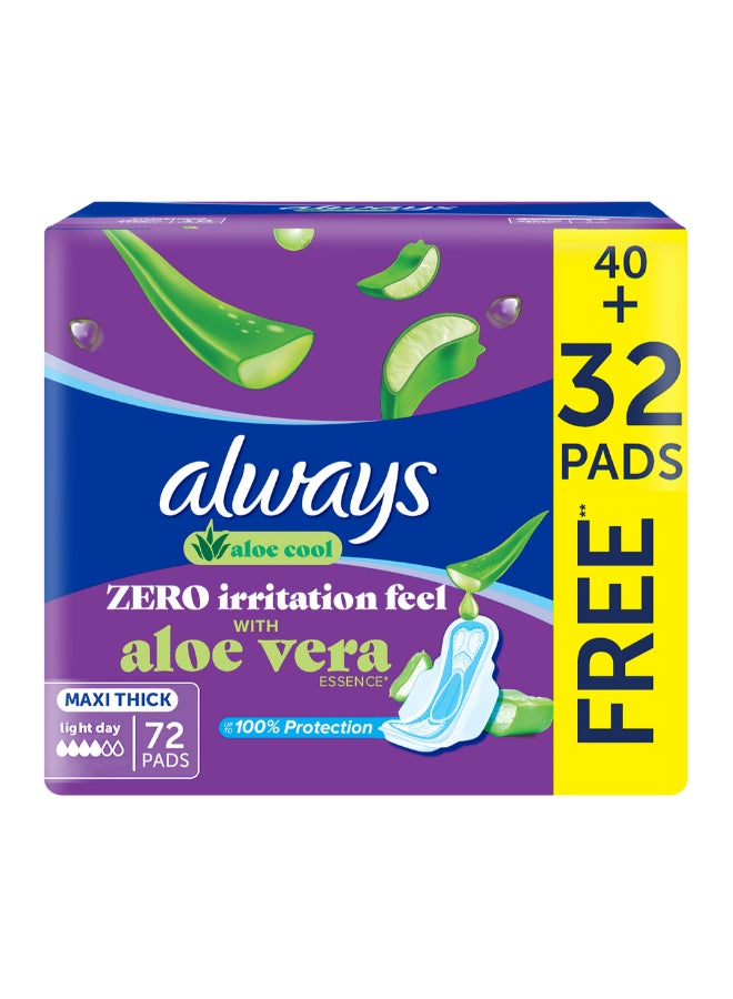Always Pads Maxi Thick With Aloe Essence, Light Days, 72 Sanitary Pads - Image 1
