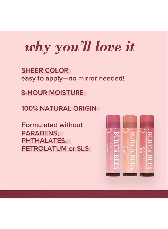 Burt's Bees مرطب الشفاه، سلة عيد الفصح، مرطب ملون للعناية بالشفاه، هدية الربيع للنساء، للشفاه الجافة، طبيعي 100%، مع زبدة الشيا، زهرة وردية (عبوتان) - Image 3