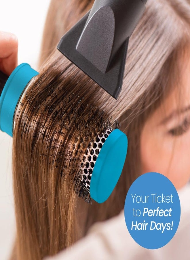 ForPro Professional Collection Expert Stylist Choice Nano Ceramic Hair Brush, 100% Natural Anion Bristle, Silicone Ergonomic Handle, 3" Ceramic Round Brush, Matte Blue - Image 5