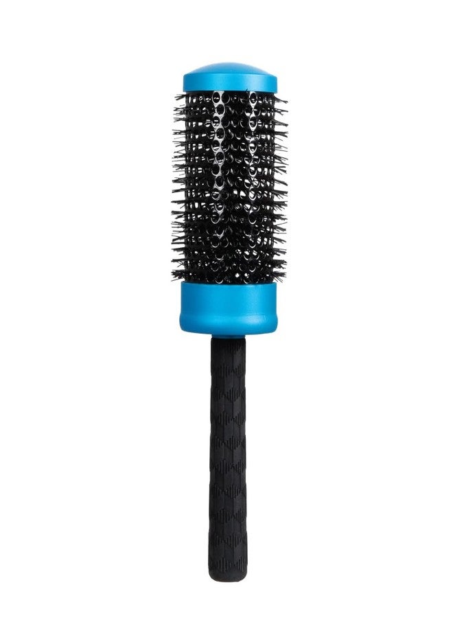 ForPro Professional Collection Expert Stylist Choice Nano Ceramic Hair Brush, 100% Natural Anion Bristle, Silicone Ergonomic Handle, 3" Ceramic Round Brush, Matte Blue - Image 1