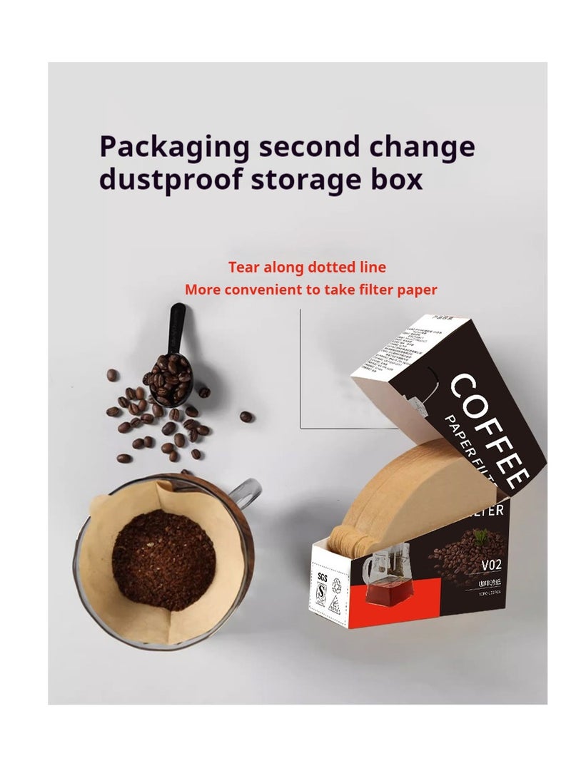 Natural Brown Cone Coffee Filter, 100pcs Box Disposable Paper Coffee Paper Filter Unbleached Disposable Coffee Filter Paper - Image 4