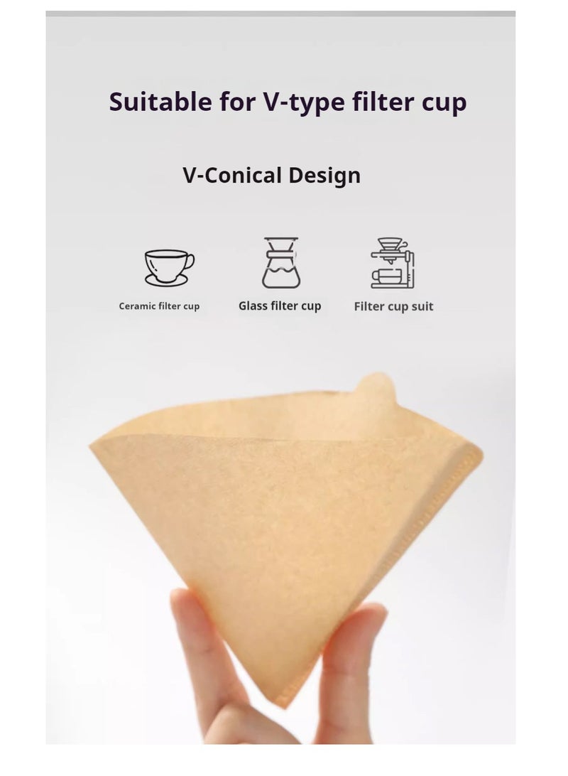 Natural Brown Cone Coffee Filter, 100pcs Box Disposable Paper Coffee Paper Filter Unbleached Disposable Coffee Filter Paper - Image 5