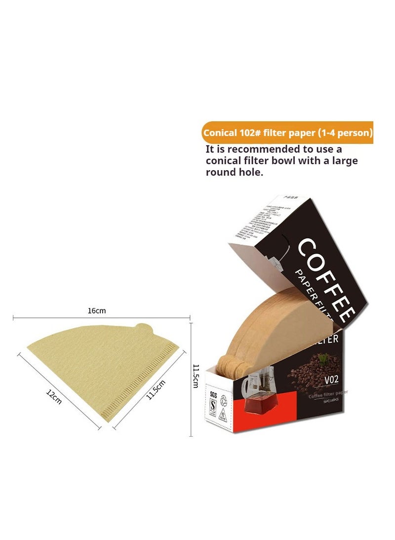 Natural Brown Cone Coffee Filter, 100pcs Box Disposable Paper Coffee Paper Filter Unbleached Disposable Coffee Filter Paper - Image 2