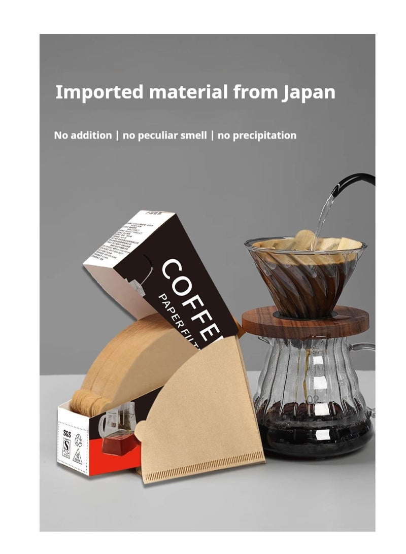 Natural Brown Cone Coffee Filter, 100pcs Box Disposable Paper Coffee Paper Filter Unbleached Disposable Coffee Filter Paper - Image 1