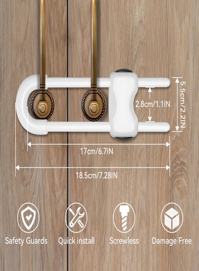 kickic Cabinet Locks Baby Proofing,Child Proof Cabinet Locks,6 Pack Adjustable U Shaped Baby Proofing Cabinets,Child Locks for Cabinets and Drawers (White) - Image 2