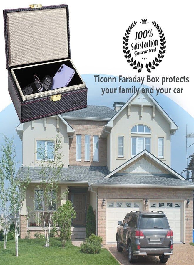 TICONN Faraday Box, Car Key Fob Protector, Carbon Fiber Signal Blocker for Keyless Fob, RFID Signal Blocking Pouch Cage (Black) - Image 4