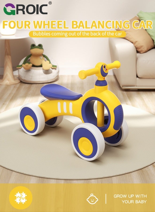 GROIC Baby Balance Bike,Mini Bike No Pedal Bike,Four-wheeled Balance Bike,Baby Bike Toys with Music & Light, Bike to Train Baby from Standing to Running - Image 2