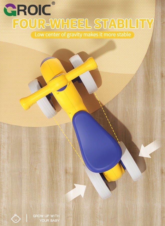 GROIC Baby Balance Bike,Mini Bike No Pedal Bike,Four-wheeled Balance Bike,Baby Bike Toys with Music & Light, Bike to Train Baby from Standing to Running - Image 4