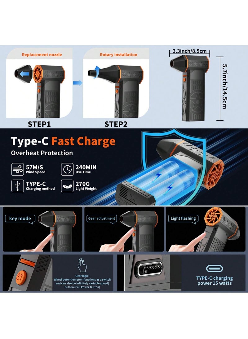 Electric Air Gun - Wireless Charging Car Cleaning Tool, Equipped with Electric Dust Remover, Powerful Portable Tool, Easy-to-Use Cleaning Accessories, 4-Speed Adjustable Mode, Ideal for Cleaning Cars, Keyboards, and Computer Cases - Image 2