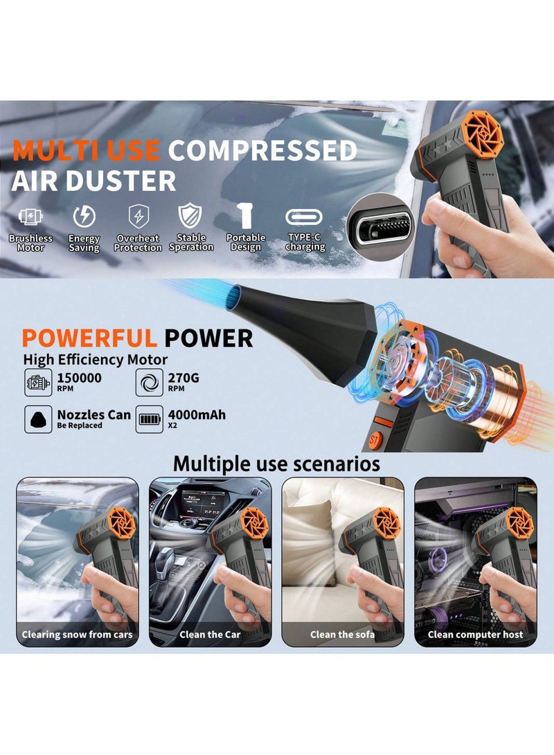 Electric Air Gun - Wireless Charging Car Cleaning Tool, Equipped with Electric Dust Remover, Powerful Portable Tool, Easy-to-Use Cleaning Accessories, 4-Speed Adjustable Mode, Ideal for Cleaning Cars, Keyboards, and Computer Cases - Image 3