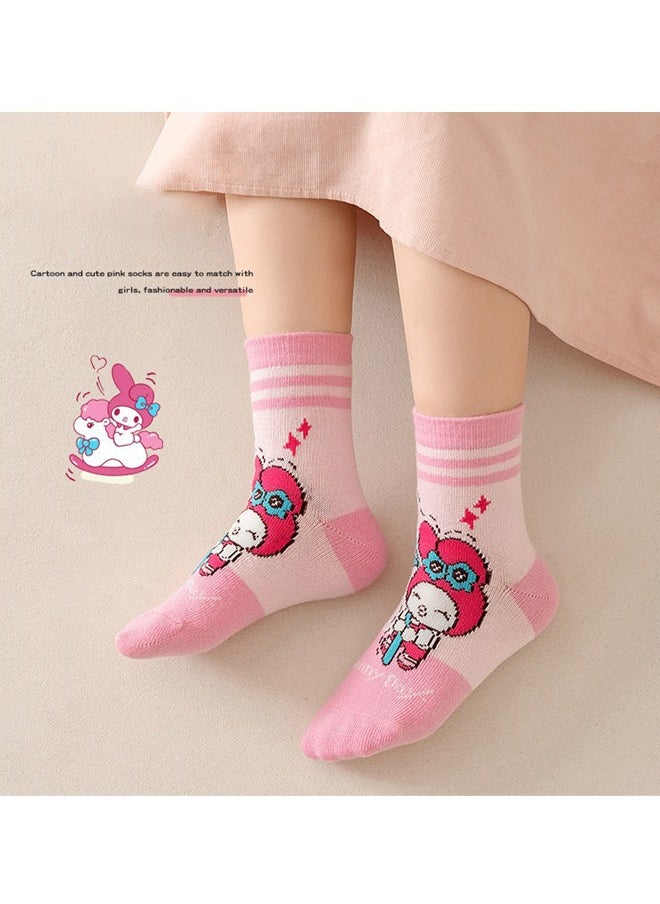 Generic Cartoon pattern children's socks, mid-calf socks, cotton socks, autumn and winter stockings, comfortable and versatile (size: M (suitable for children aged 6-8 - Melody  - Image 2