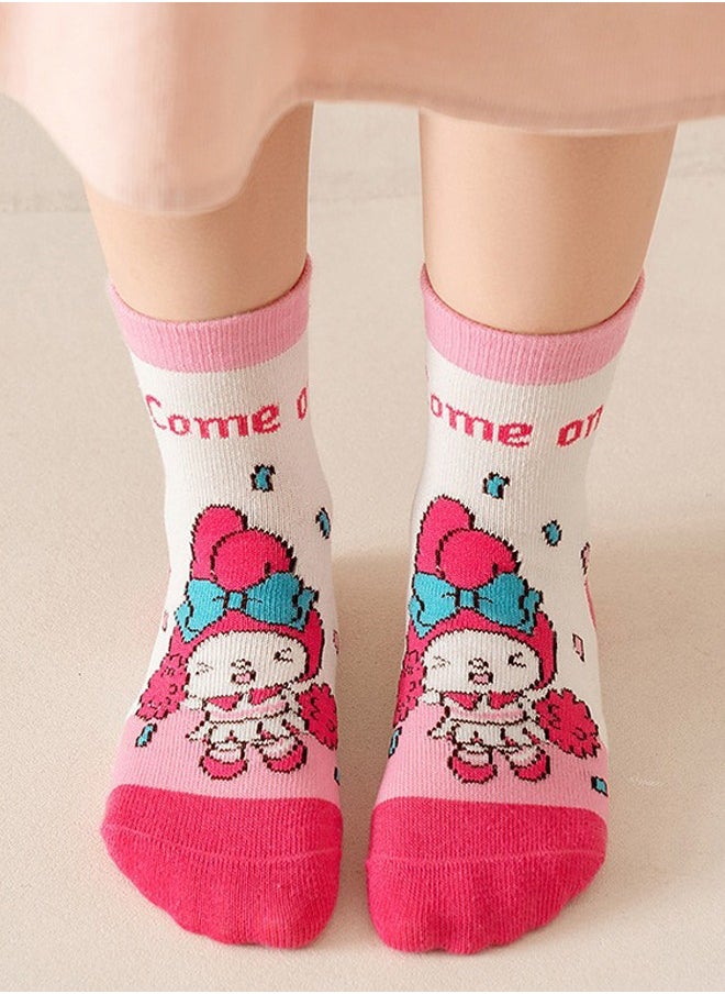 Generic Cartoon pattern children's socks, mid-calf socks, cotton socks, autumn and winter stockings, comfortable and versatile (size: M (suitable for children aged 6-8 - Melody  - Image 3