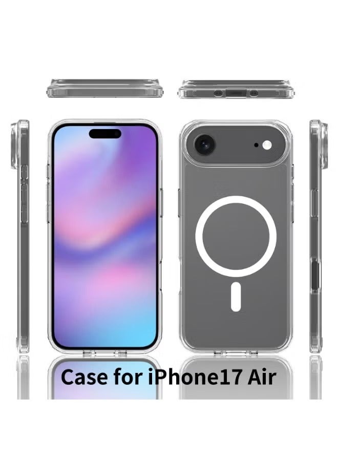 رويالباكل غطاء شفاف مغناطيسي لهاتف iPhone 17 Air – حافظة خلفية كريستالية واضحة بحواف قوية للحماية، مقاومة للصدمات بتصميم نحيف، قبضة متينة وحماية معززة للكاميرا - Image 2