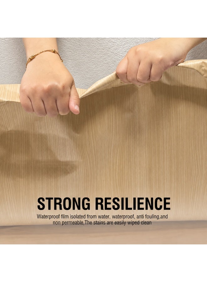(40*500CM) Beige Wood Grain Texture Peel and Stick Wallpaper, Waterproof and Oil-Proof Self-Adhesive Wallpaper, Vinyl Wall Stickers, for Kitchen Renovation, Desktop, Door, Cabinet Home Decor, Bedroom Living Room Wall Decoration, Renew Your Home - Image 3