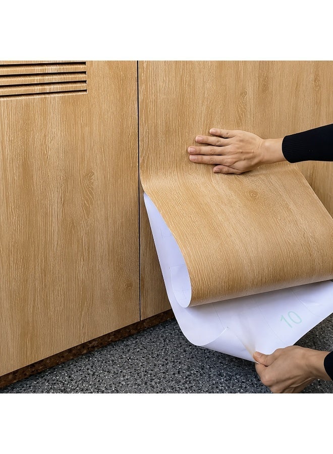 (40*500CM) Beige Wood Grain Texture Peel and Stick Wallpaper, Waterproof and Oil-Proof Self-Adhesive Wallpaper, Vinyl Wall Stickers, for Kitchen Renovation, Desktop, Door, Cabinet Home Decor, Bedroom Living Room Wall Decoration, Renew Your Home - Image 5