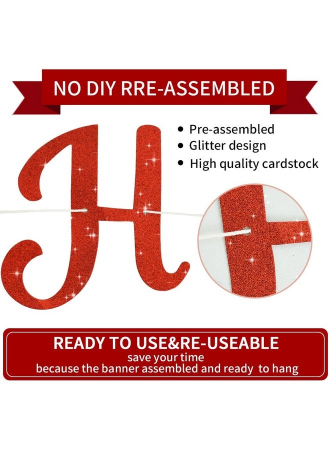 BEISHIDA لافتة عيد ميلاد سعيدة حمراء من بيشيدا - بدون تجميع، 10 أقدام، مزينة مسبقًا - لافتة عيد ميلاد لامعة، زينة للنساء، زينة حفلات عيد الميلاد - Image 2