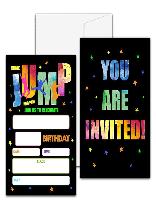 Levitatinyear Trampoline Birthday Party Invitation, Bounce House, Jump Zone Fill-In Invites For Men & Women, 20 Invitations With Envelopes(4" X 6")，Personalized Adults Party Favors Decorations And Supplies-20 - Image 1