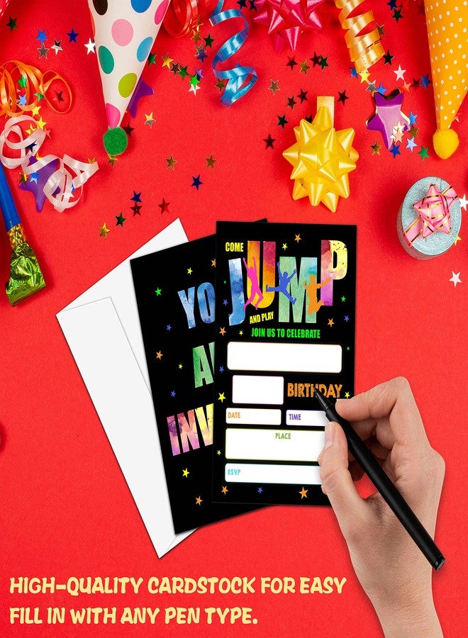 Levitatinyear Trampoline Birthday Party Invitation, Bounce House, Jump Zone Fill-In Invites For Men & Women, 20 Invitations With Envelopes(4" X 6")，Personalized Adults Party Favors Decorations And Supplies-20 - Image 3