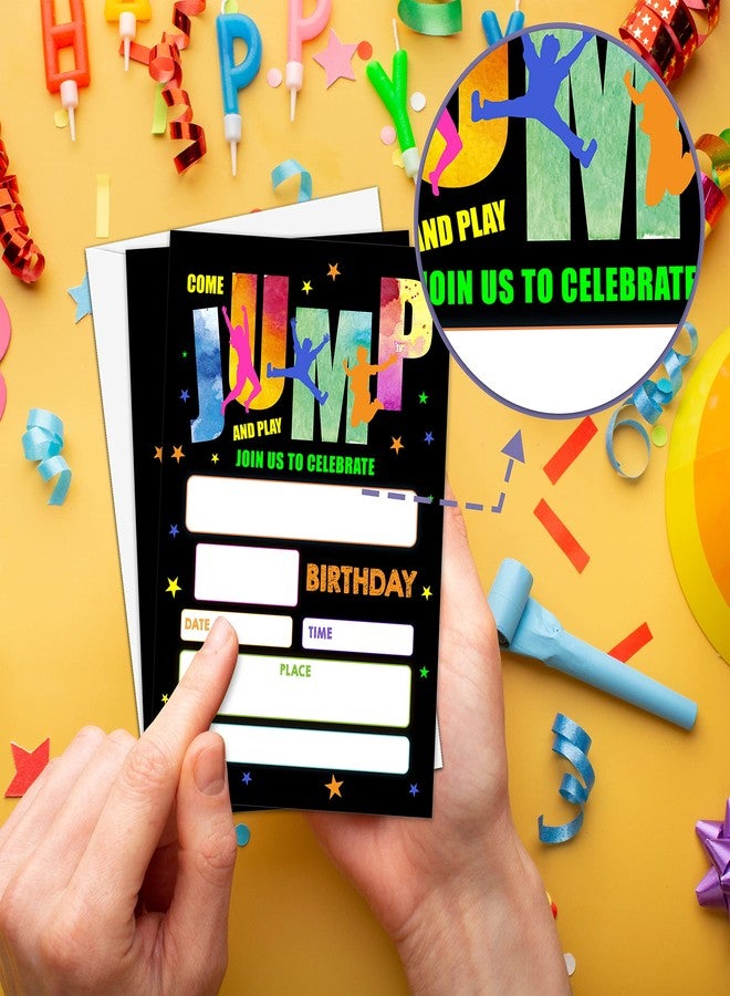Levitatinyear Trampoline Birthday Party Invitation, Bounce House, Jump Zone Fill-In Invites For Men & Women, 20 Invitations With Envelopes(4" X 6")，Personalized Adults Party Favors Decorations And Supplies-20 - Image 5