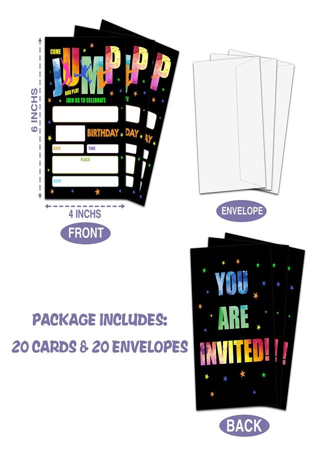 Levitatinyear Trampoline Birthday Party Invitation, Bounce House, Jump Zone Fill-In Invites For Men & Women, 20 Invitations With Envelopes(4" X 6")，Personalized Adults Party Favors Decorations And Supplies-20 - Image 4