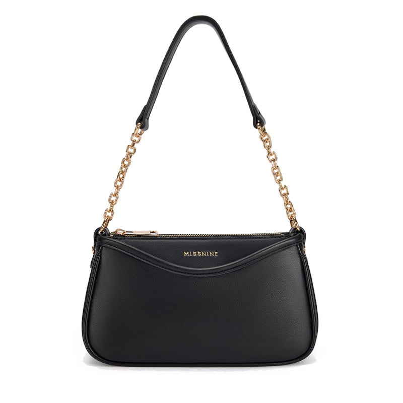 Missnine Shoulder Bag for Women Small Purse Trendy Clutch Hobo Bag Vegan Leather Mini Handbag with Zipper Closure, Black - Image 1