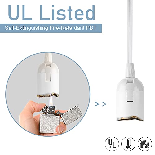 JACKYLED 20Ft UL Approval Extension Hanging Lantern Pendant Light Lamp Cord Cable 360W Suitable for E26 E27 Socket with On/Off Switch for Paper Lantern - Image 4