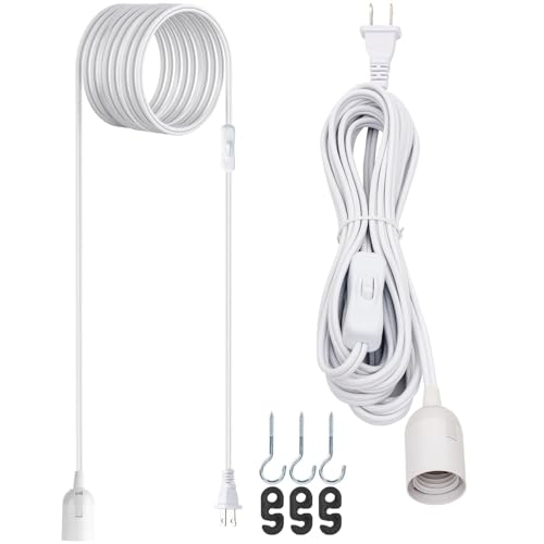 JACKYLED 20Ft UL Approval Extension Hanging Lantern Pendant Light Lamp Cord Cable 360W Suitable for E26 E27 Socket with On/Off Switch for Paper Lantern - Image 1