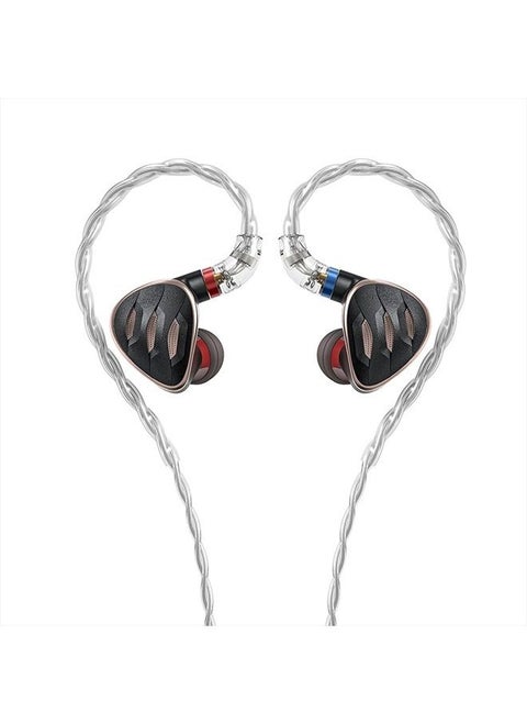 FH5s Headphone Wired Earphones 2BA+2DD High Resolution in-Ear Earbuds Strong Bass for PC/Smartphones/Players/Laptop Comes with2.5mm/3.5mm/4.4mm Swappable Plug(Black)