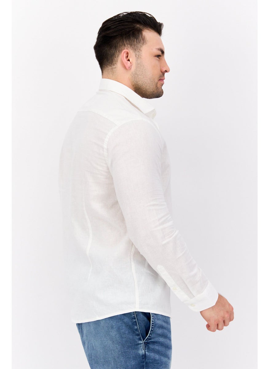 Gazzarrini Men Regular Fit Solid Long Sleeves Casual Shirt, Off White  - Image 2